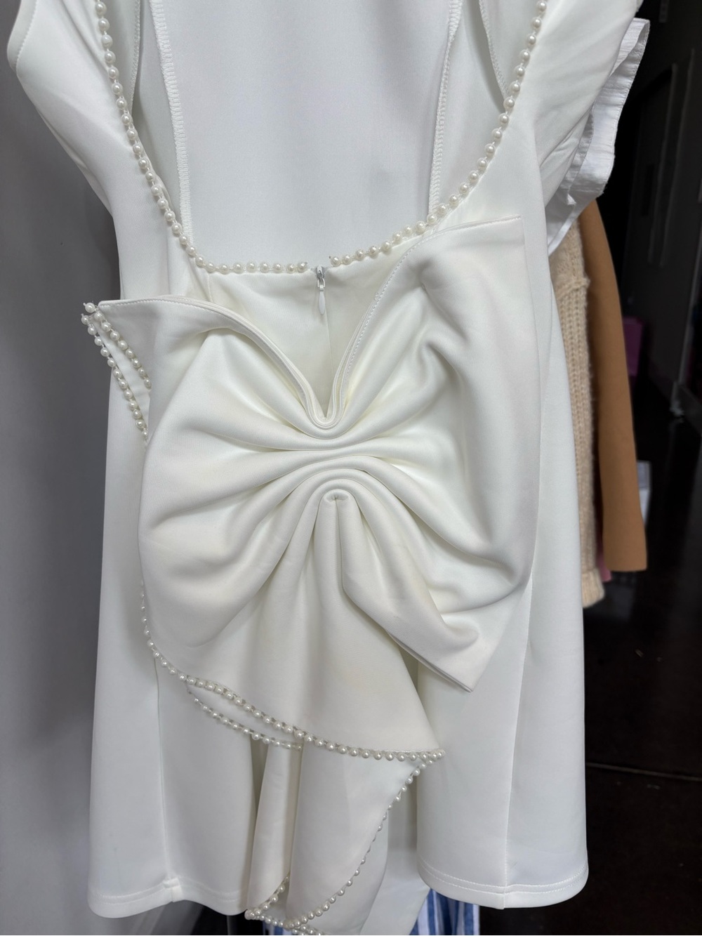 SHEIN White Pearl-Trim A-Line Mini Dress - Picture 3 of 5